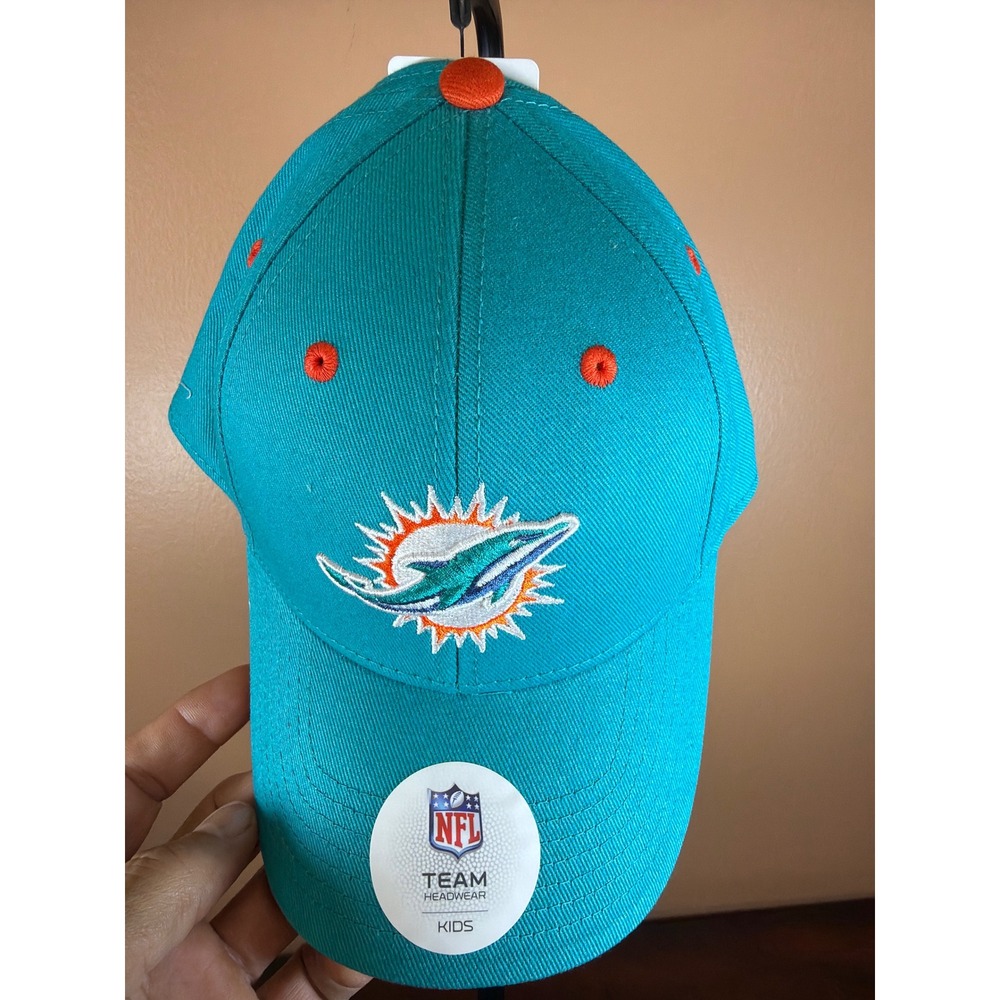 NFL Miami Dolphins Kids Snapback Hat Aqua Teal Orange Embroidered Logo‎ Cap NWT